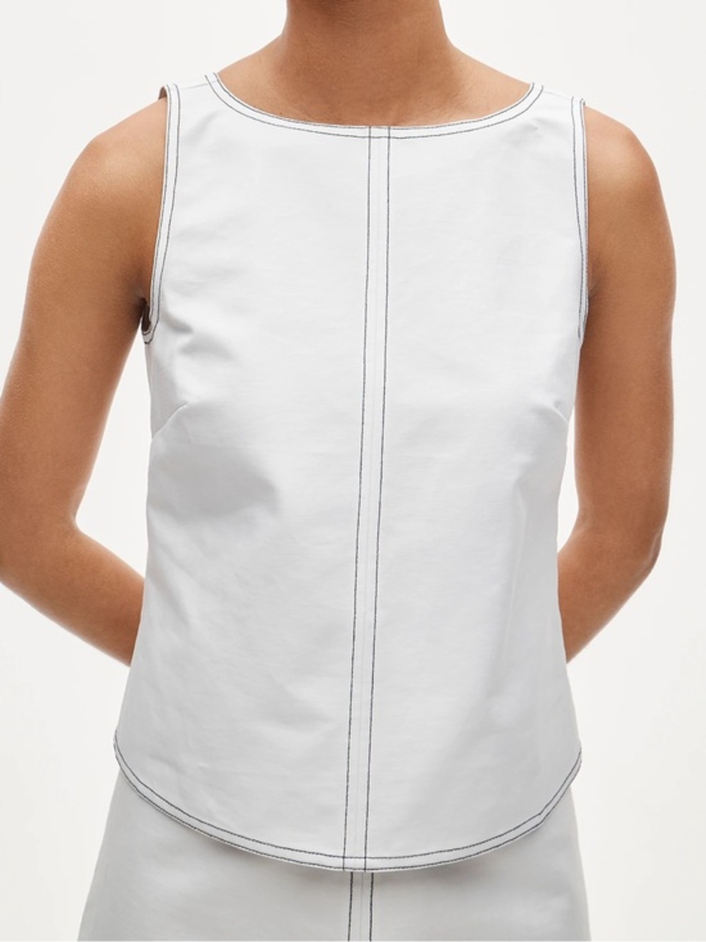 Greylin 🤍 Cotton Contrast Stitch Shell Top